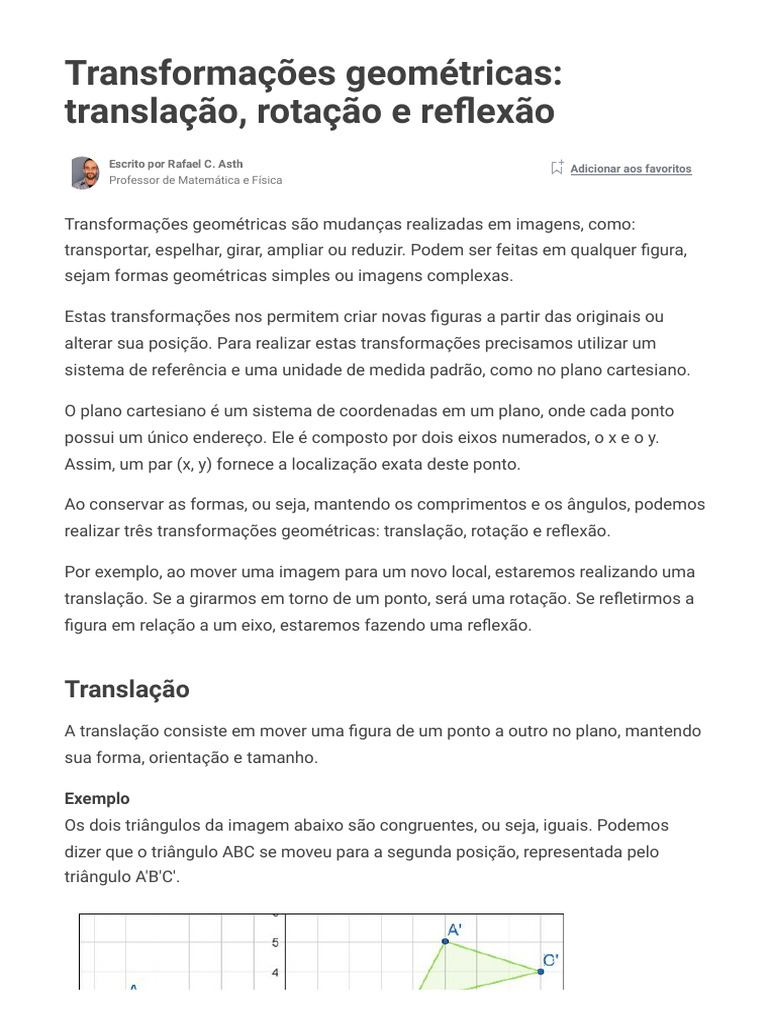 Transformações Geométricas - Translação, Rotação e Reflexão - Toda ...