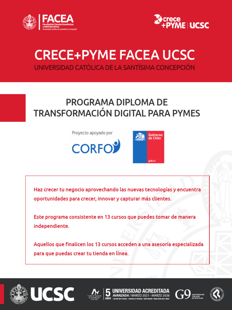 Calendario Diploma TD Pyme UCSC Descargar gratis PDF Aprendizaje