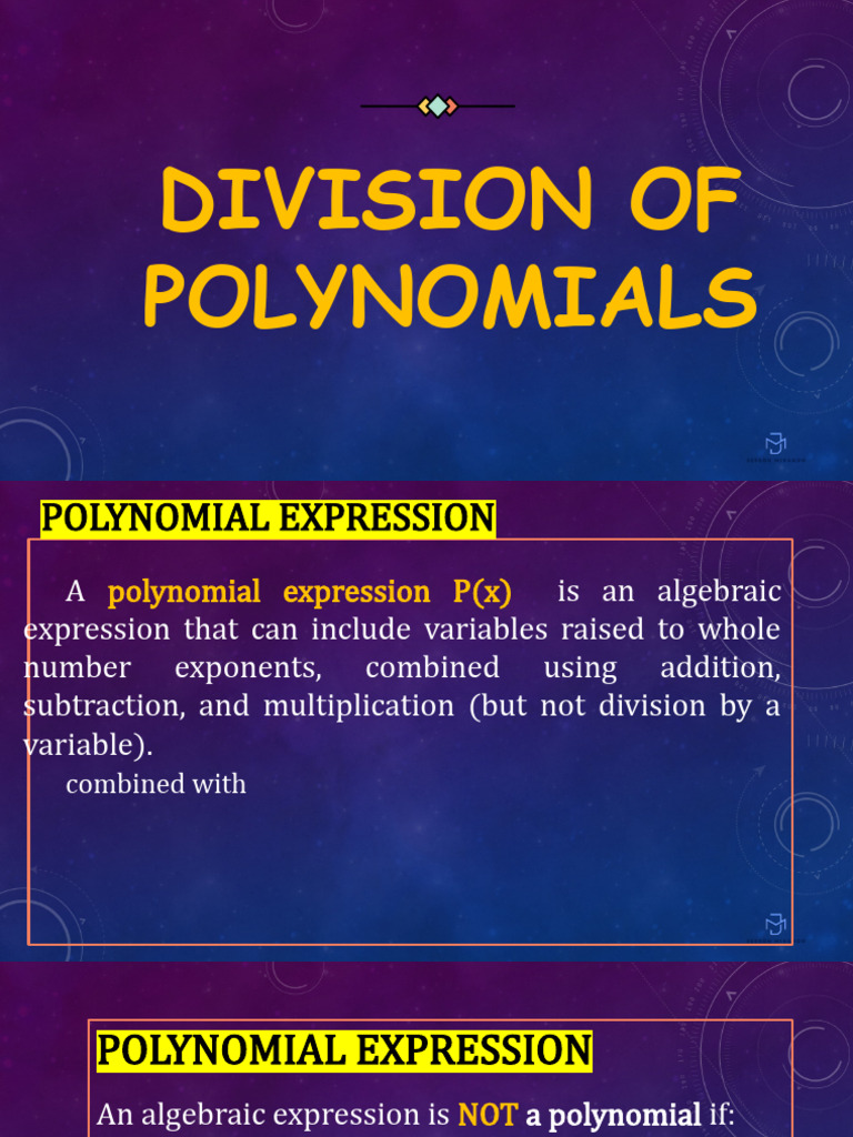 Q1 Week 6 Polynomials Long Division | PDF | Division (Mathematics ...