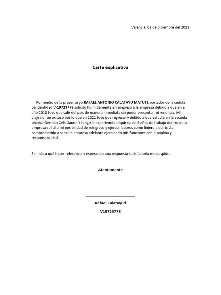 Carta Explicativa | PDF