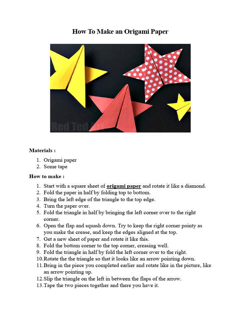 How To Make An Origami Paper | PDF