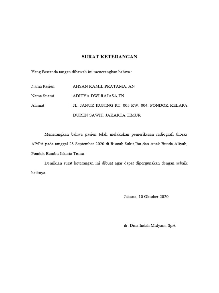 Surat Keterangan Rontgen | PDF