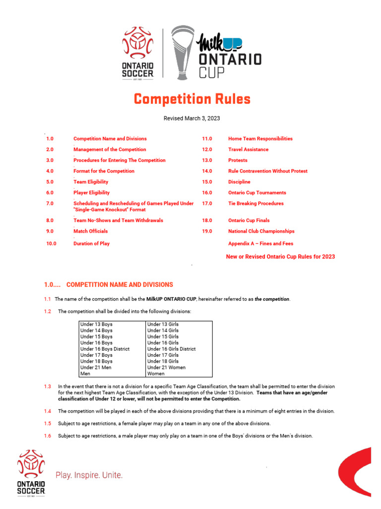 2023 MilkUP Ontario Cup Rules | PDF