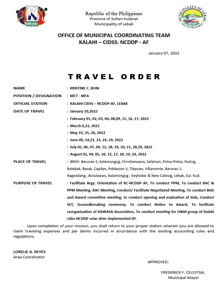 Travel Order PDF