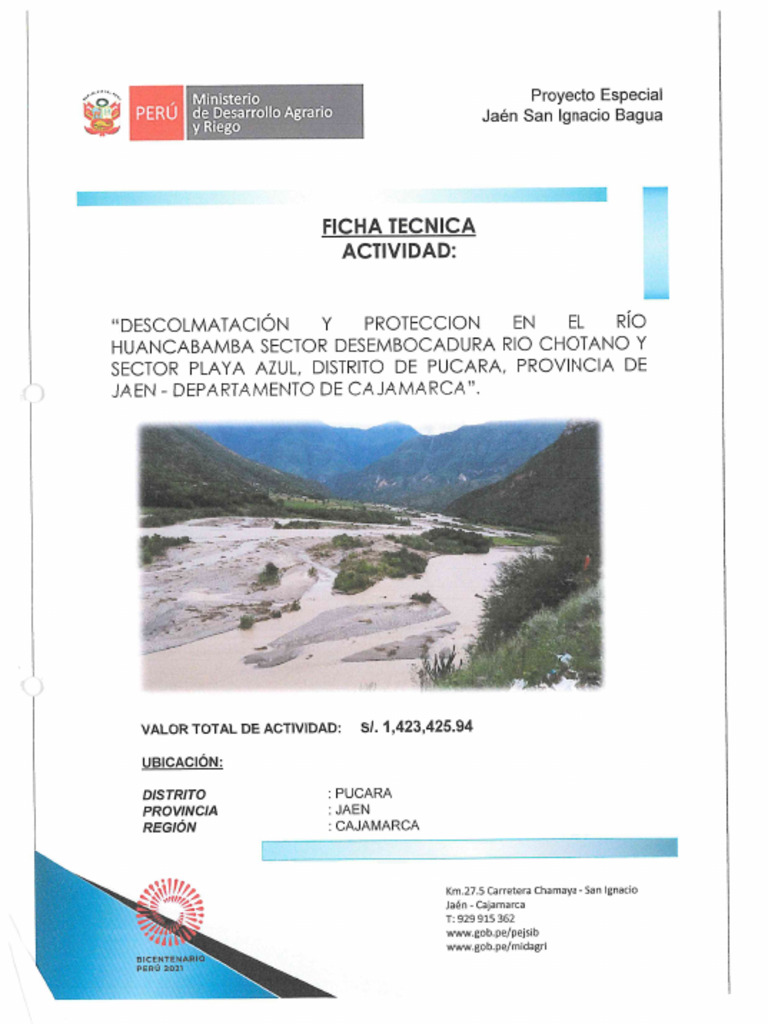 Descolmatacion y Proteccion en El Rio Huancabamba Sector Desembocadura