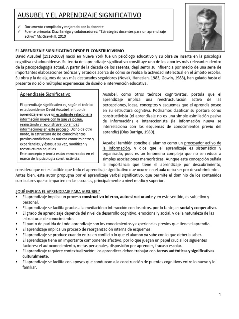 Aprendizaje Significativo y Ausubel | PDF | Salud y bienestar | Ciencia ...
