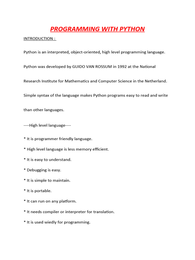 Programming with python pdf
