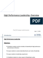 High Performance Leadership-Overview: Prof M Sutapa Lakshmanan