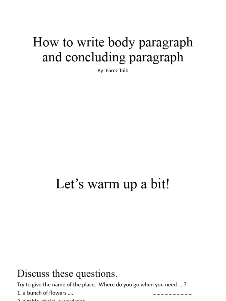 How To Write Body Paragraph and Concluding Paragraph PDF Online