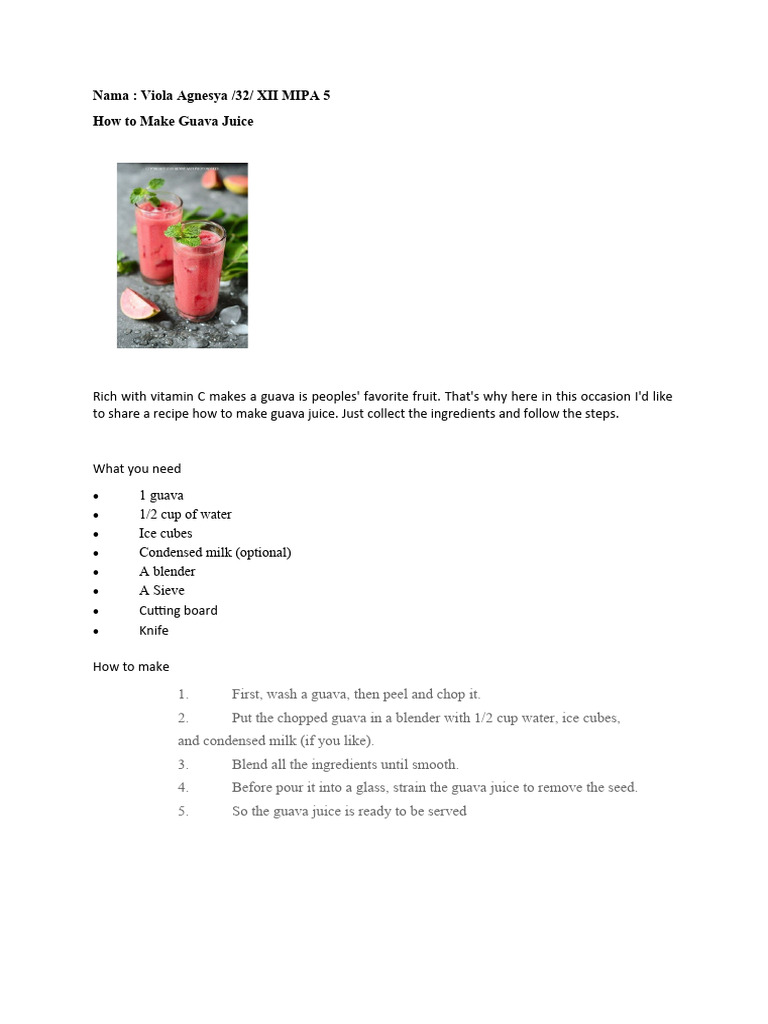 How To Make Guava Juice Pdf