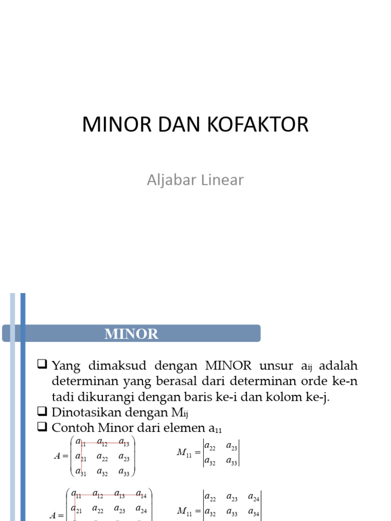 Pengertian Minor dan Kofaktor Matrik | PDF