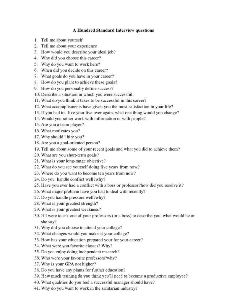 Inggris 100 Interview Quesion | PDF