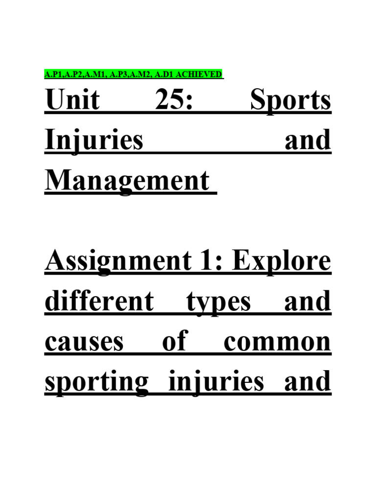 Unit 25 Sports Injuries Managemement PDF