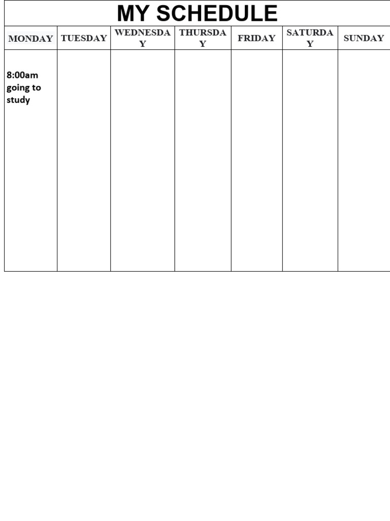 My schedule mi horario pdf