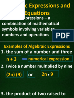 Algebraic Expressions & Equations Final