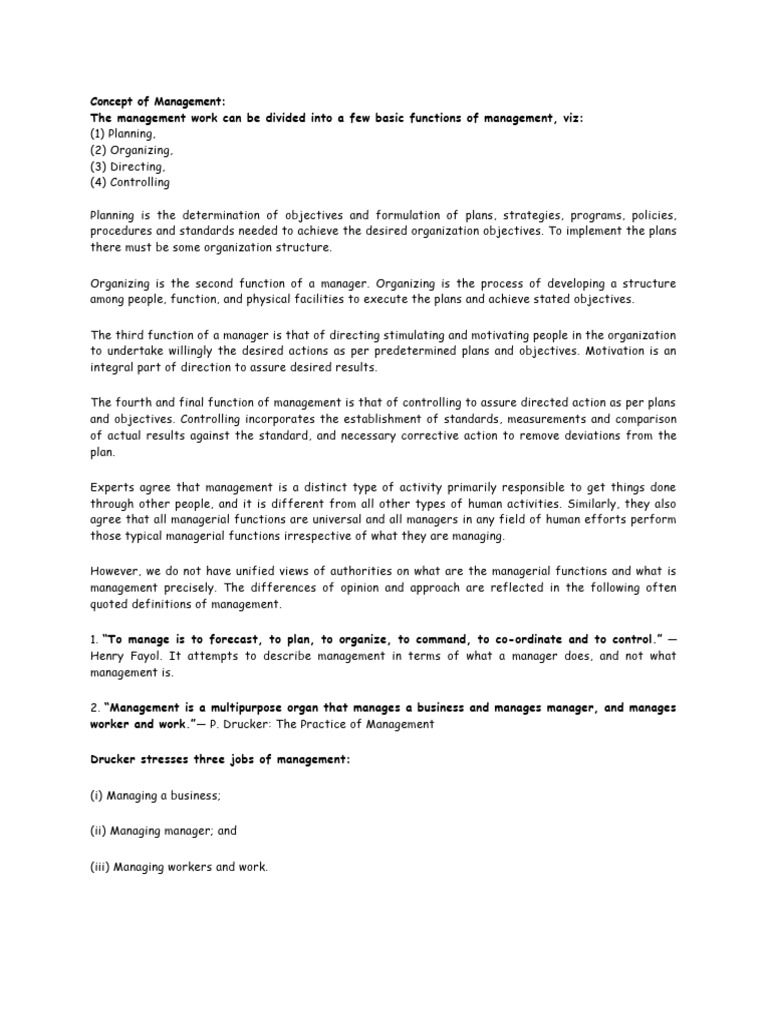Concept of management pdf