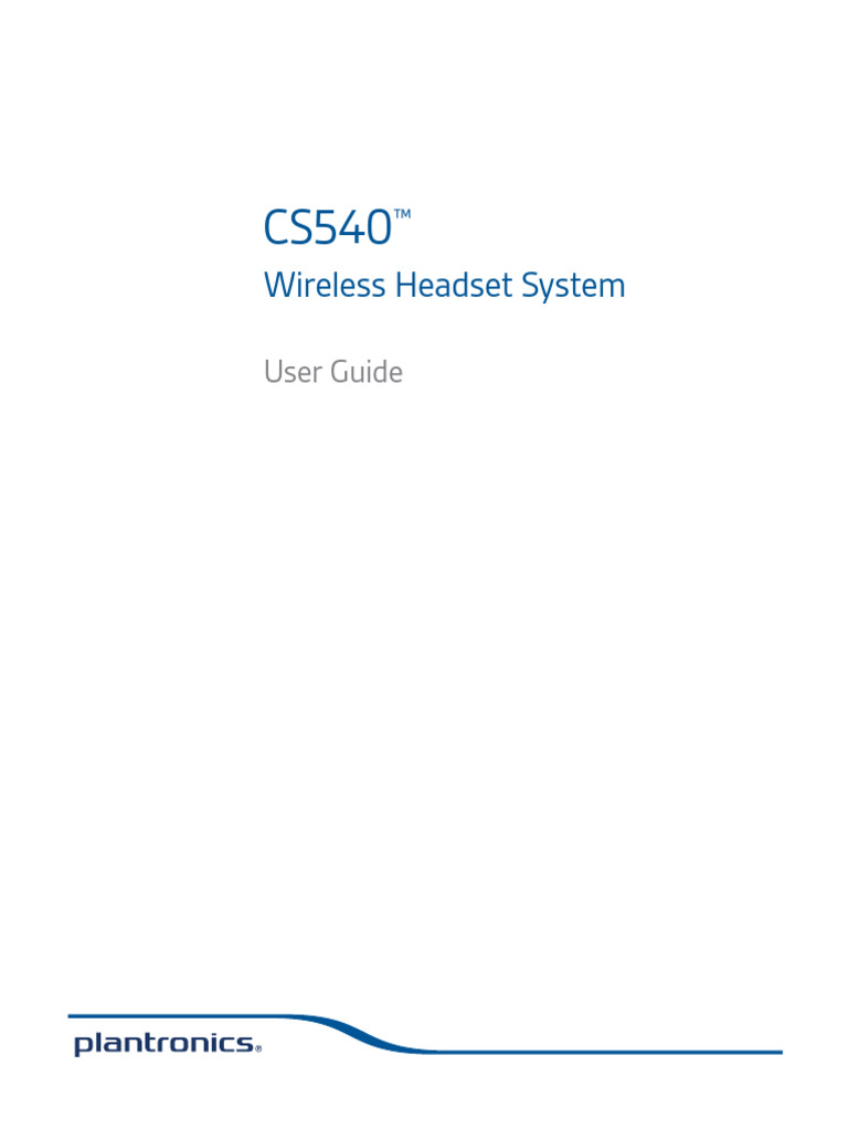 Plantronics CS540 Wireless Headset System User Guide | PDF | Telephone ...