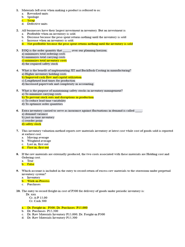 Accounting For Raw Materials PDF