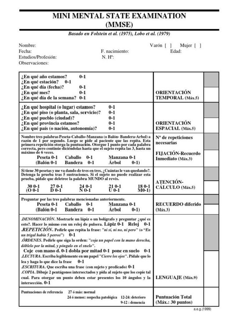 Test MINIMENTAL | PDF