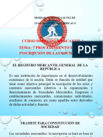 Clases Derecho Mercantil 1 (Tema 7) Procedimiento para La Inscripción de Sociedad