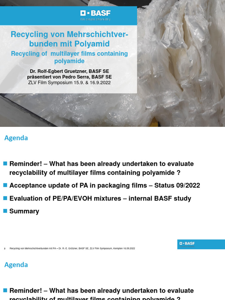 BASF - Recycling of Multilayer Films Containing Polyamide | PDF