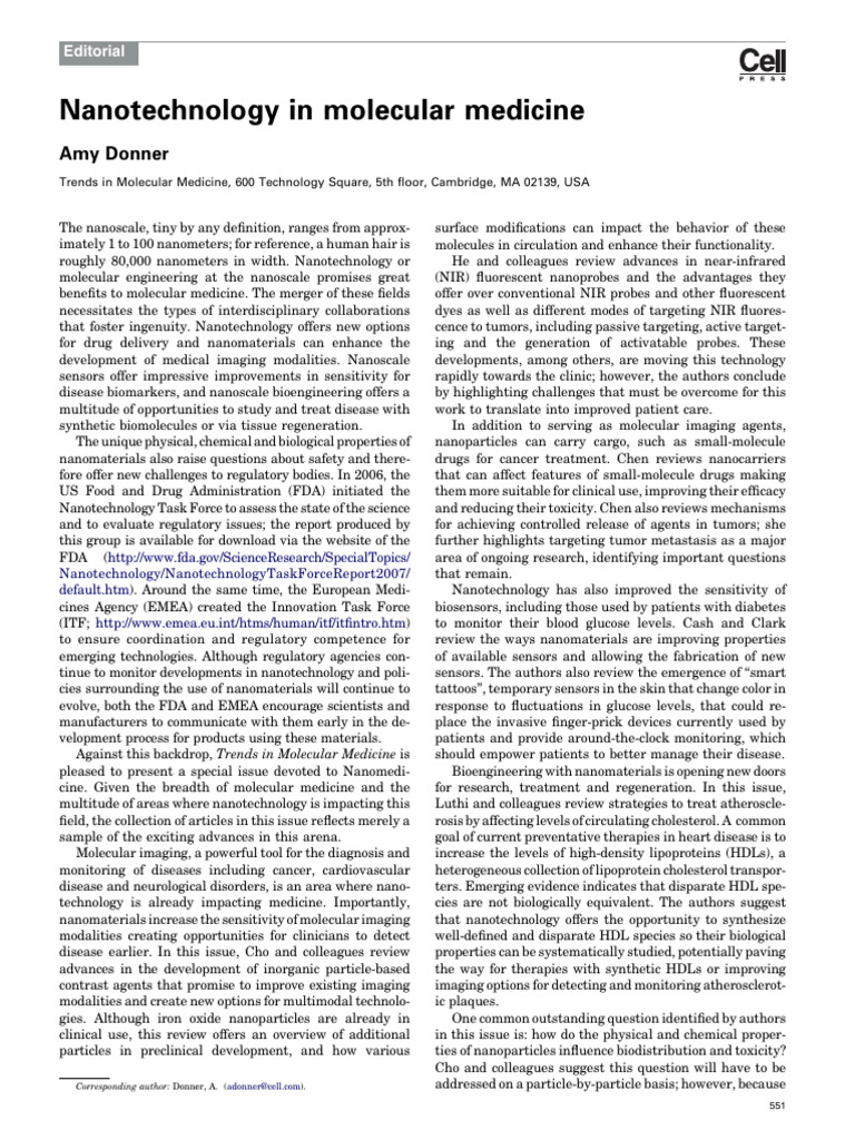 Nanotechnology in Molecular Medicine | PDF