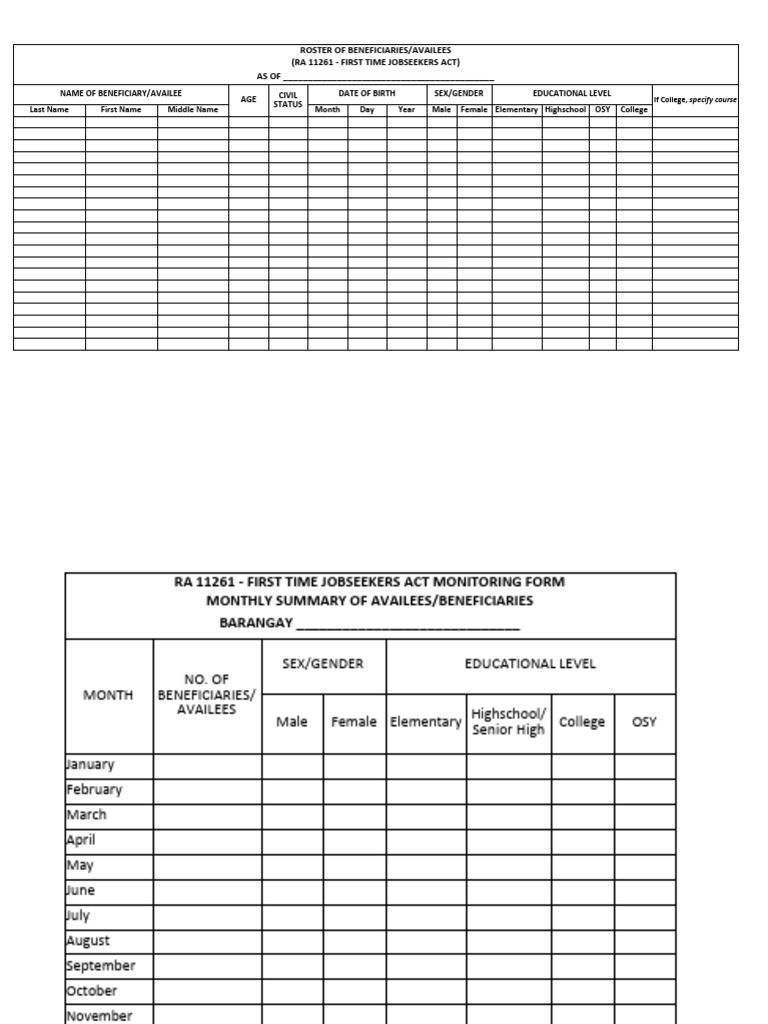 Jobseekers Monitoring Forms Editable | PDF