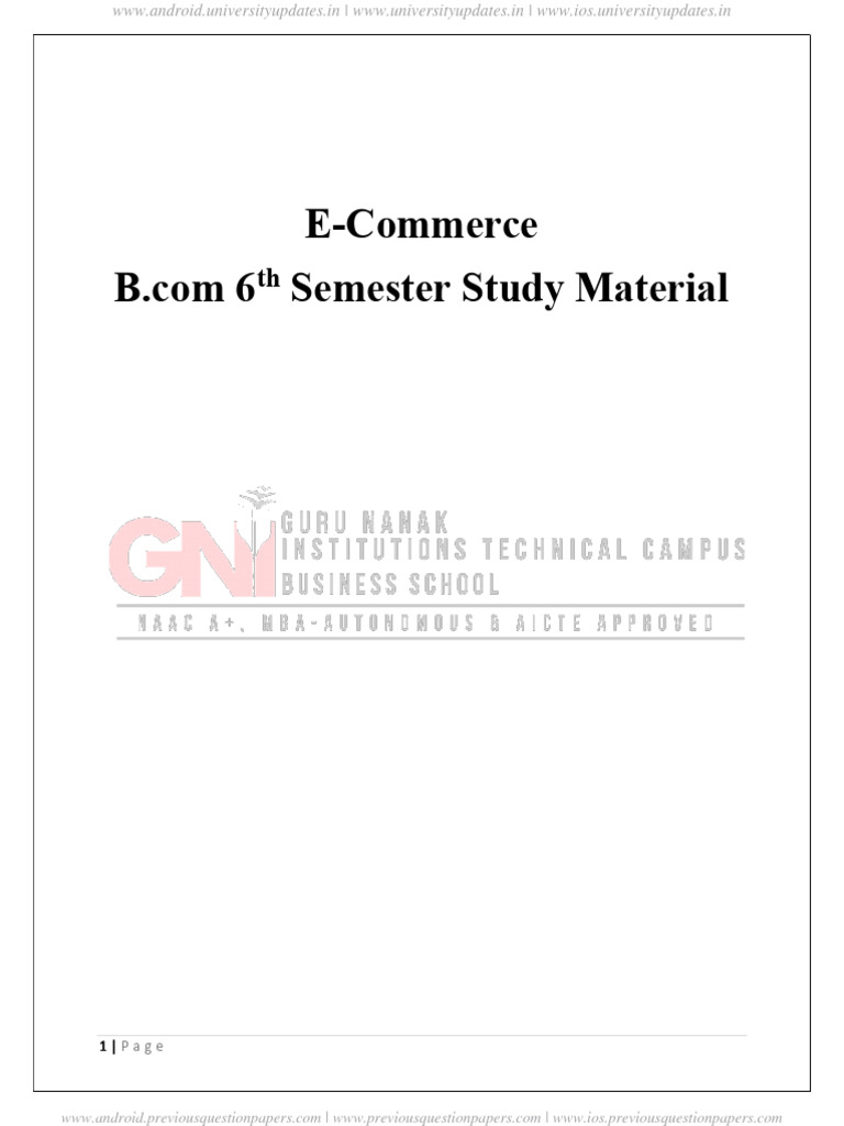 E-Commerce Study Material for B.Com | PDF | E Commerce | Encryption
