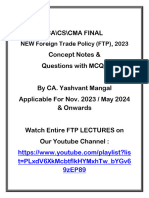 Foreign Trade Policy FTP 2023 Concepts Notes Questions With MCQs