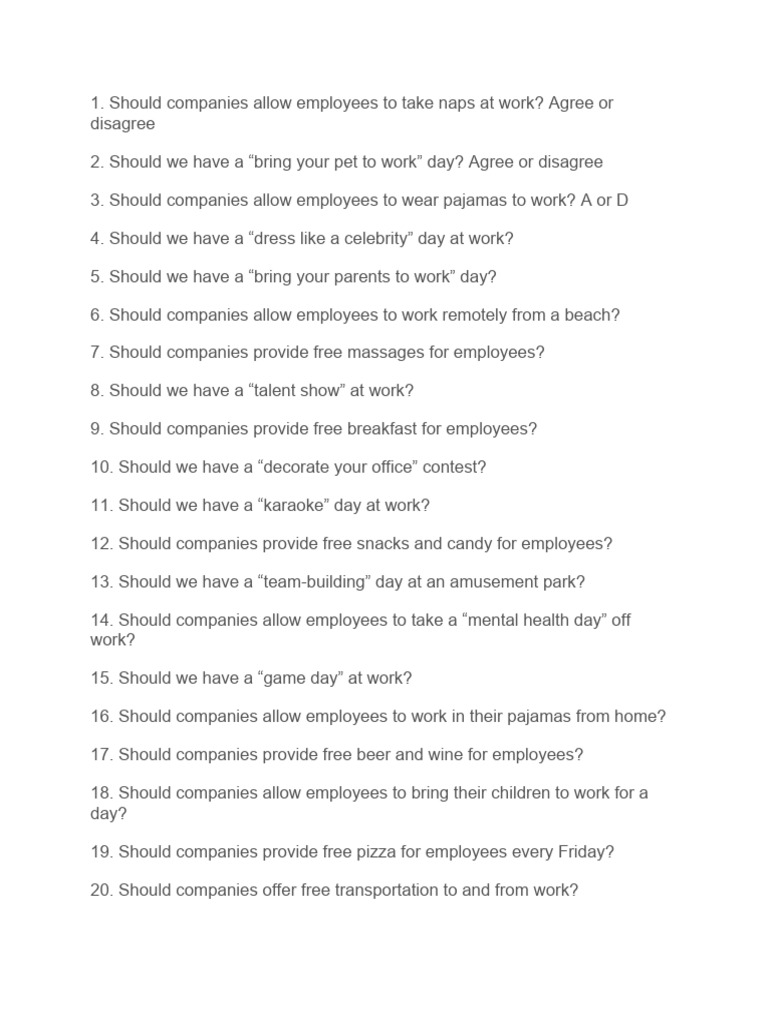 Fun Workplace Debate Topics | PDF | Career & Growth | Social Science