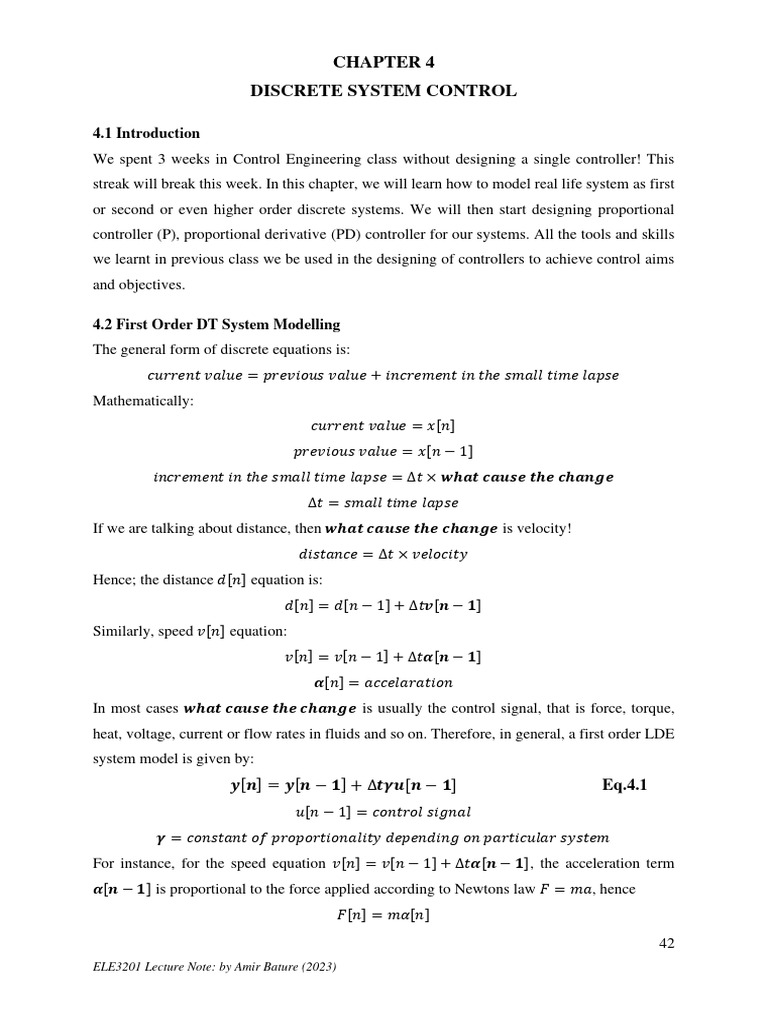 Updated CH4 Discrete System Control | PDF | Control Theory | Physical ...