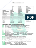 Tieng Anh 8 Friends Plus - Word Form - Unit 1-2