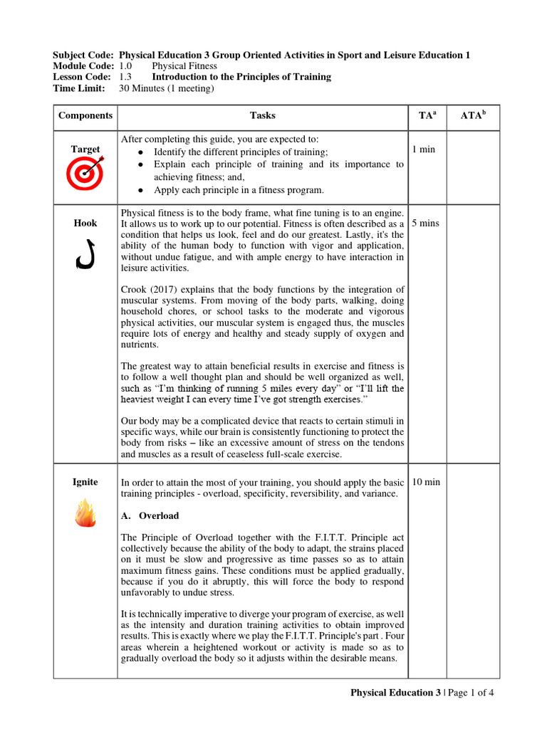Principles of Training for Fitness | PDF | Physical Fitness | Aerobic ...