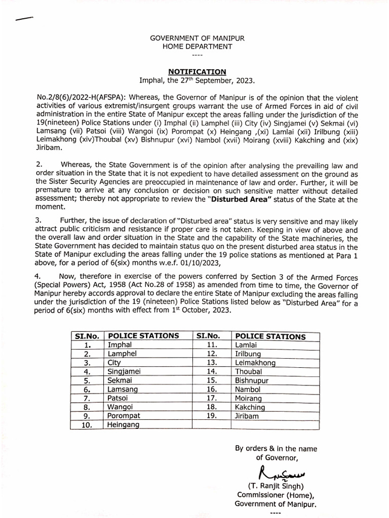 Notification - Afspa | PDF