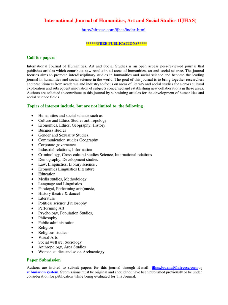 International Journal of Humanities Art and Social Studies (IJHAS) PDF