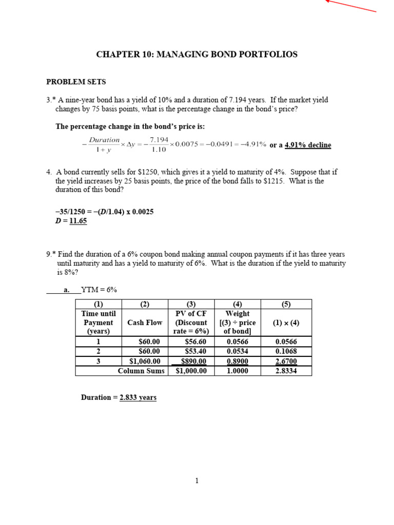 Tutorial 6 Bond Portfolio MGT Chapter 10 | PDF