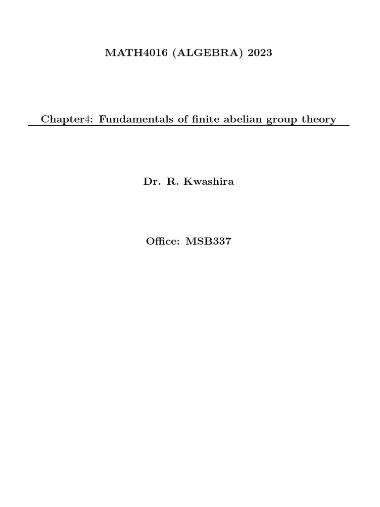 Chapter4 (Fundamental Theorem of Finite Abelian Groups) | PDF