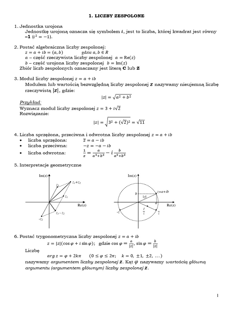 01 Liczby Zespolone PDF