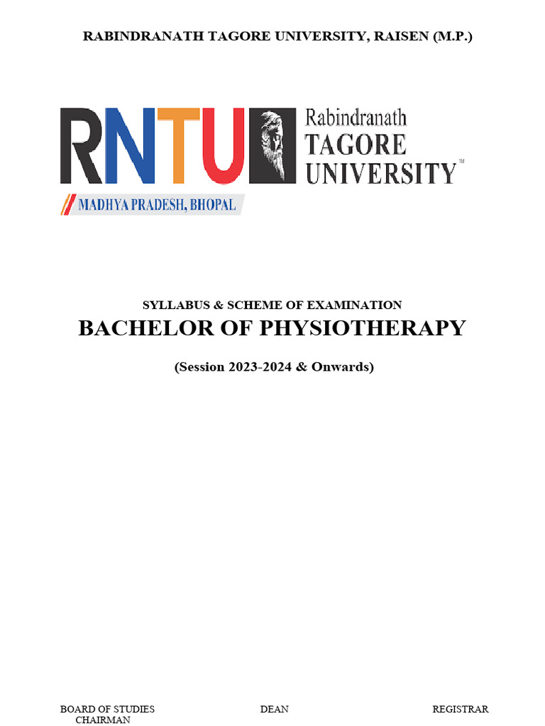 BPT First Year Syllabus Rabindranath Tagore University PDF Human