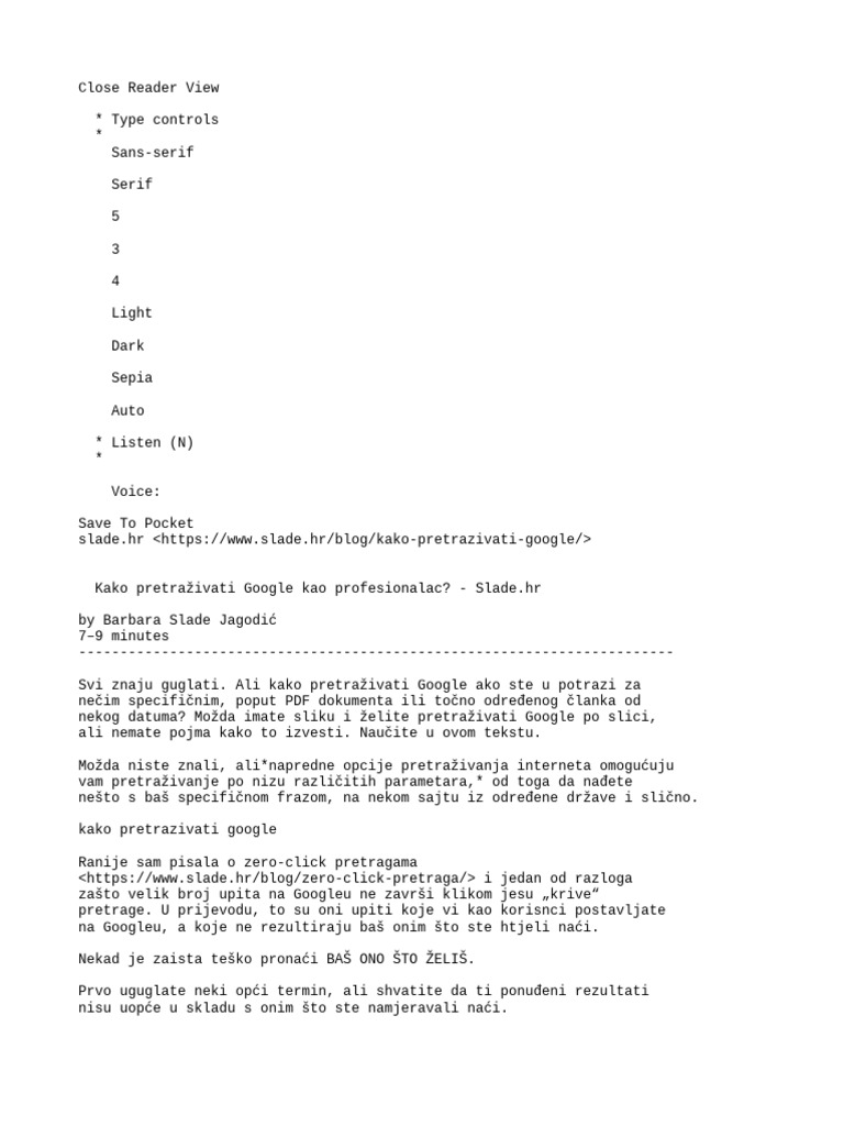 Kako Pretraživati Google Kao Profesionalac Slade Hr Pdf