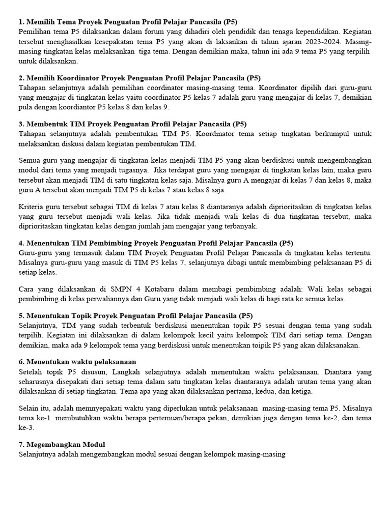 Urutan dan Jumlah Tema P5 2023-2024 | PDF