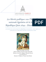Les Libertés Publiques Sous L'assemblée Nationale Législative de La Deuxième République