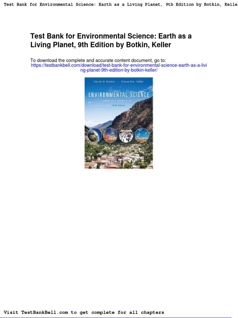 Test Bank For Environmental Science Earth As A Living 9th
