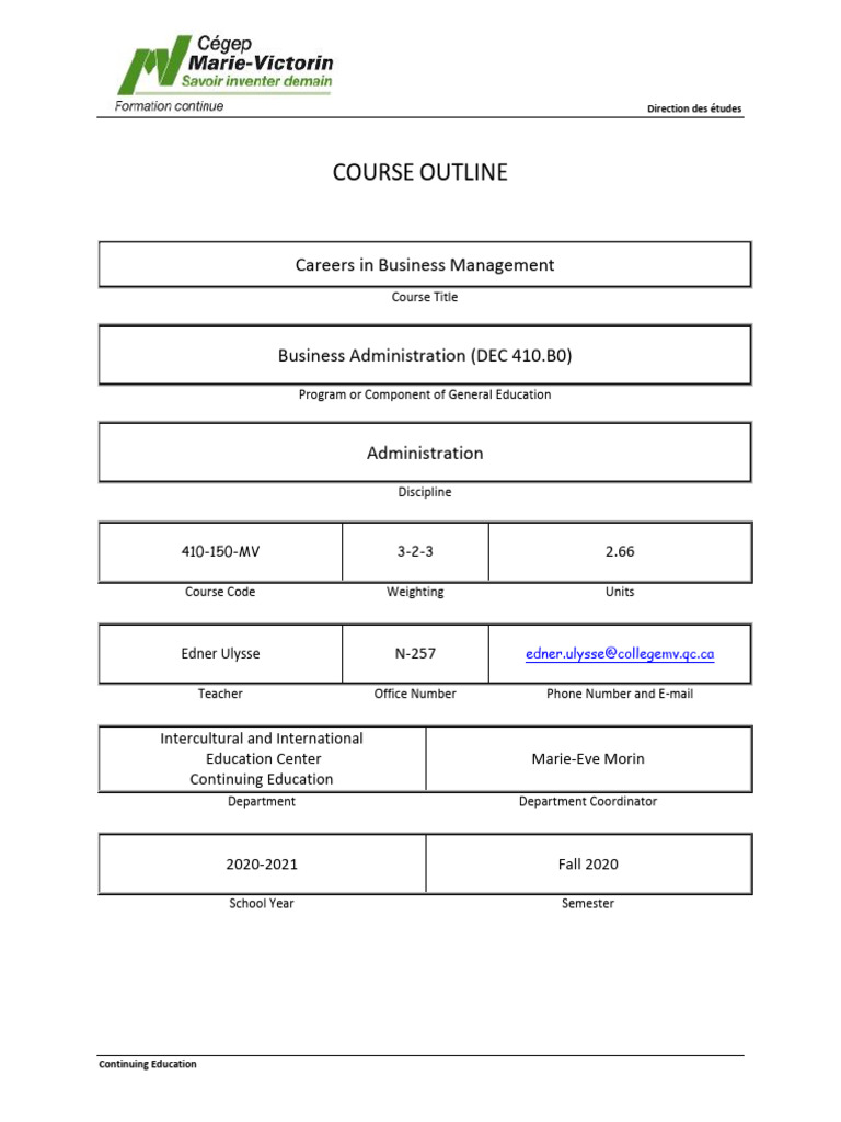 Business Management Course Overview | PDF