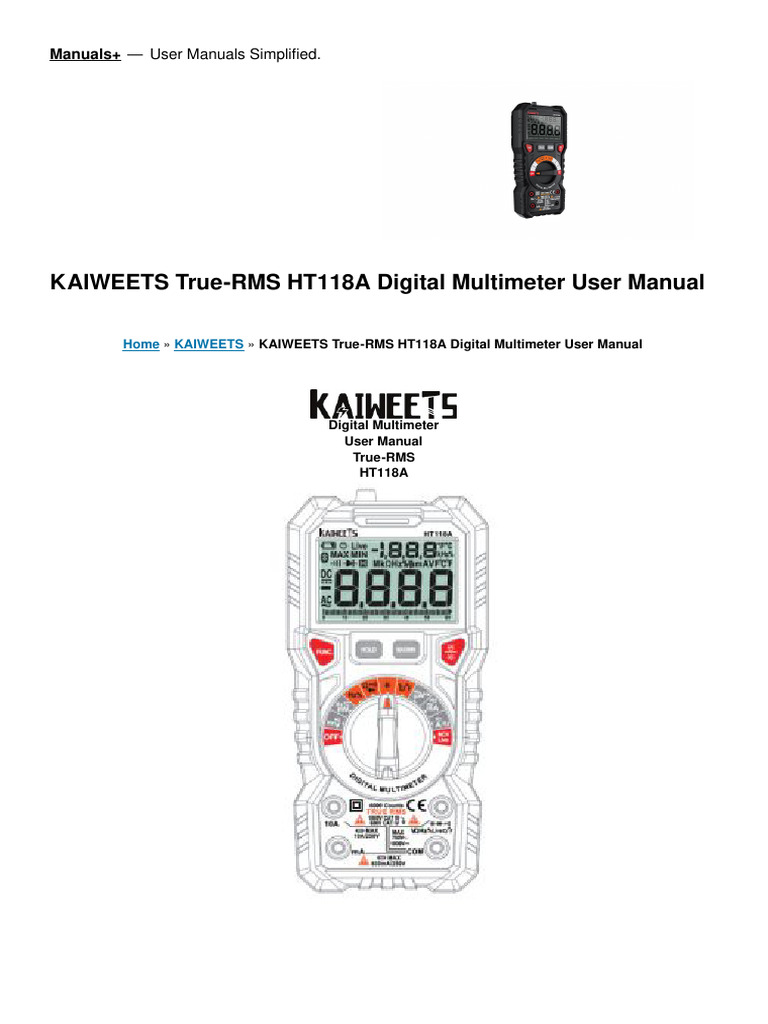 True Rms Ht118a Digital Multimeter Manual PDF