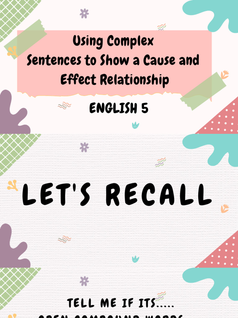 L3 Using Complex Sentences To Show A Cause and Effect Relationship PDF