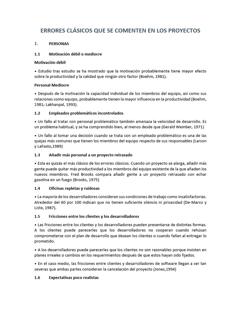Errores Comunes en Proyectos de Software | PDF