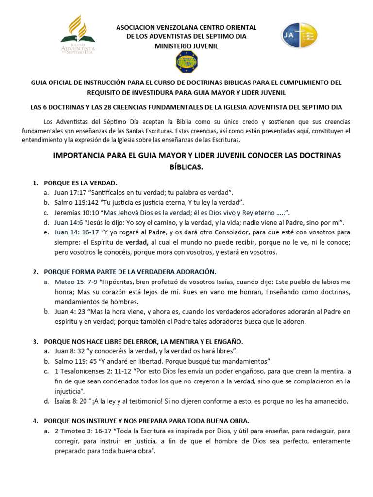28 Creencias Fundamentales de La Iglesia Adventista Del Séptimo Día ...