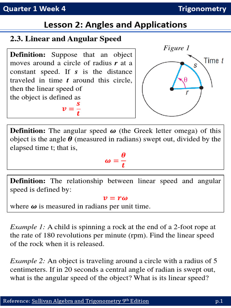 Q1 W4 Linear and Angular Speed | PDF