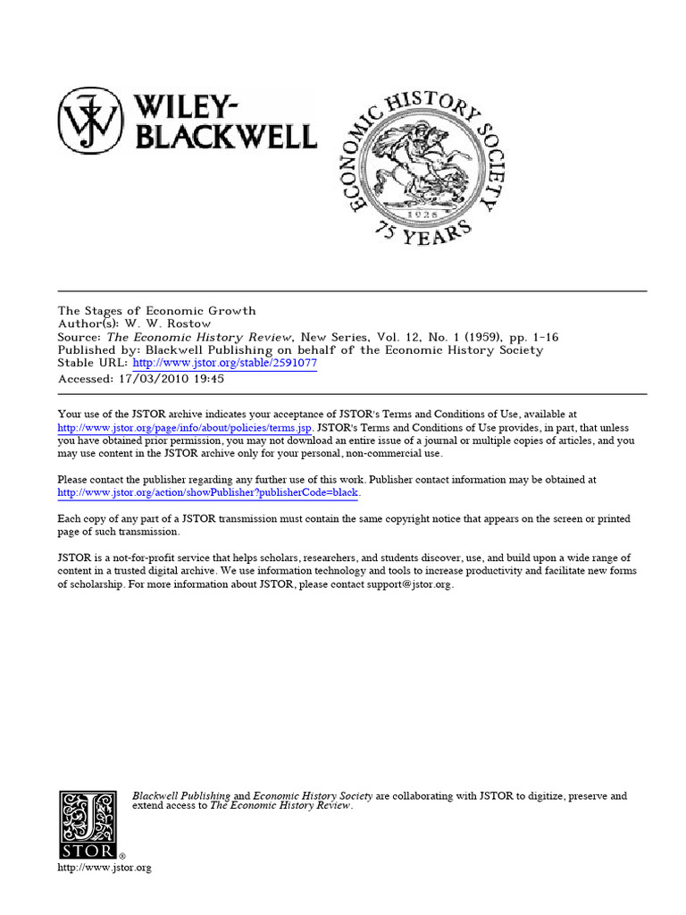 Rostow The Stages of Economic Growth PDF
